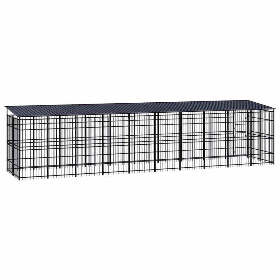 Outdoor Dog Kennel with Roof Steel 18,43 m²
