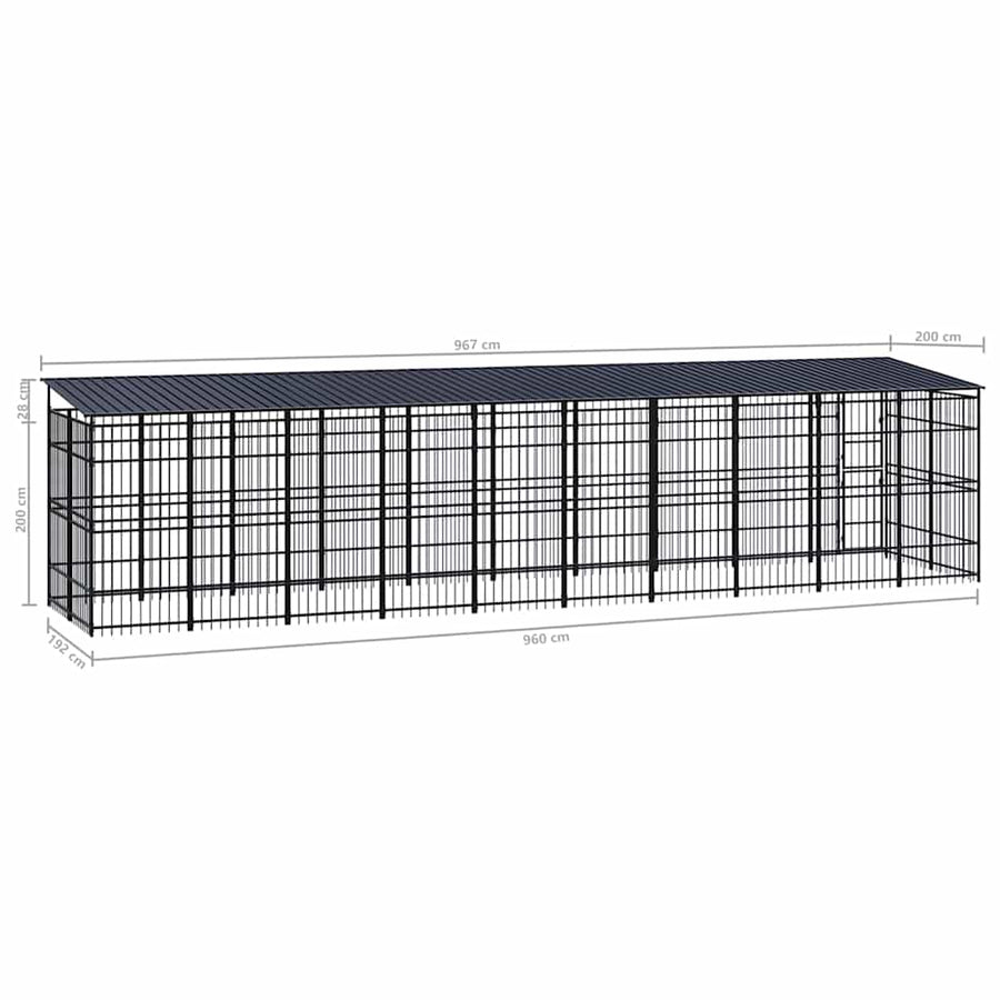 Outdoor Dog Kennel with Roof Steel 18,43 m²