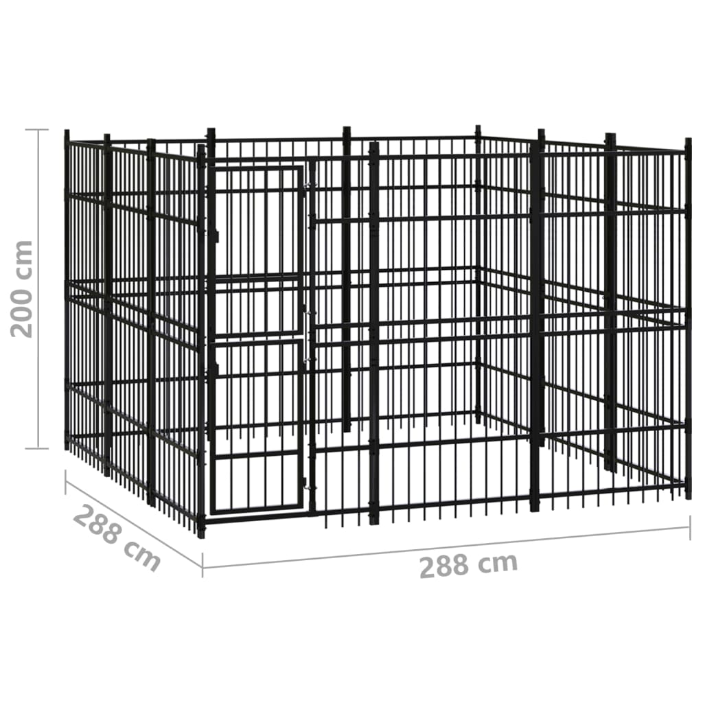 Outdoor Dog Kennel Steel 8.29 m?