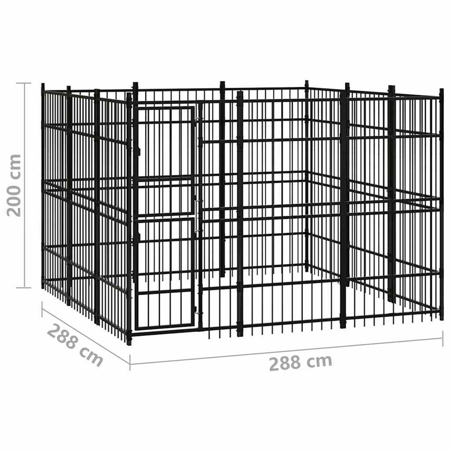 Outdoor Dog Kennel Steel 8,29 m²
