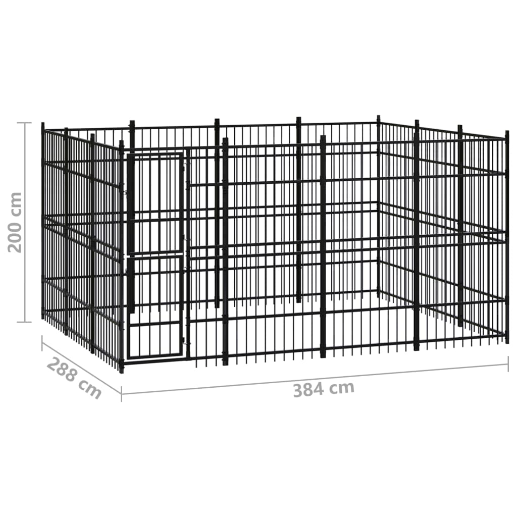 Outdoor Dog Kennel Steel 11.06 m?