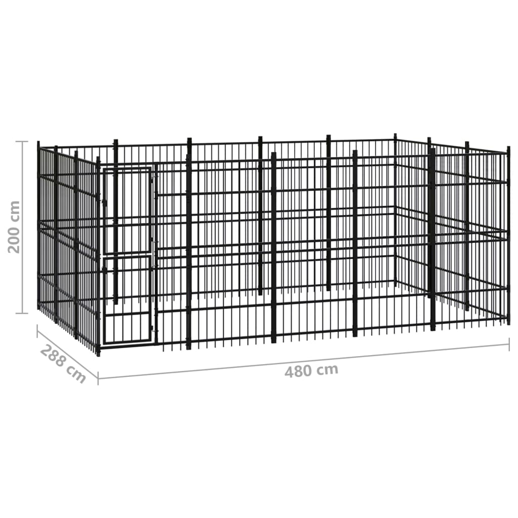 Outdoor Dog Kennel Steel 13.82 m?