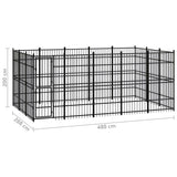 Outdoor Dog Kennel Steel 13.82 m² - Close-Up Angle