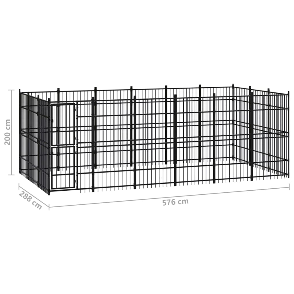 Outdoor Dog Kennel Steel 16.59 m²