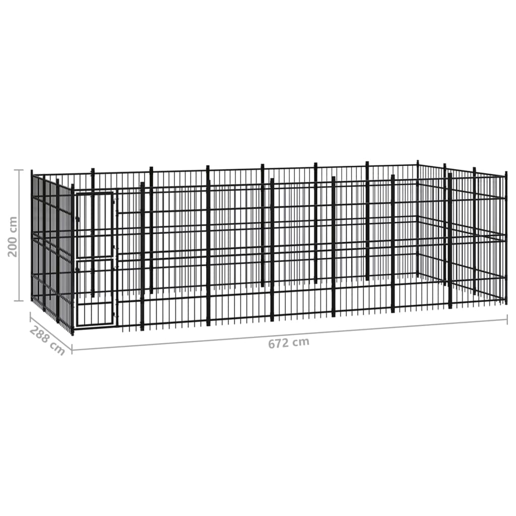 Outdoor Dog Kennel Steel 19.35 m?