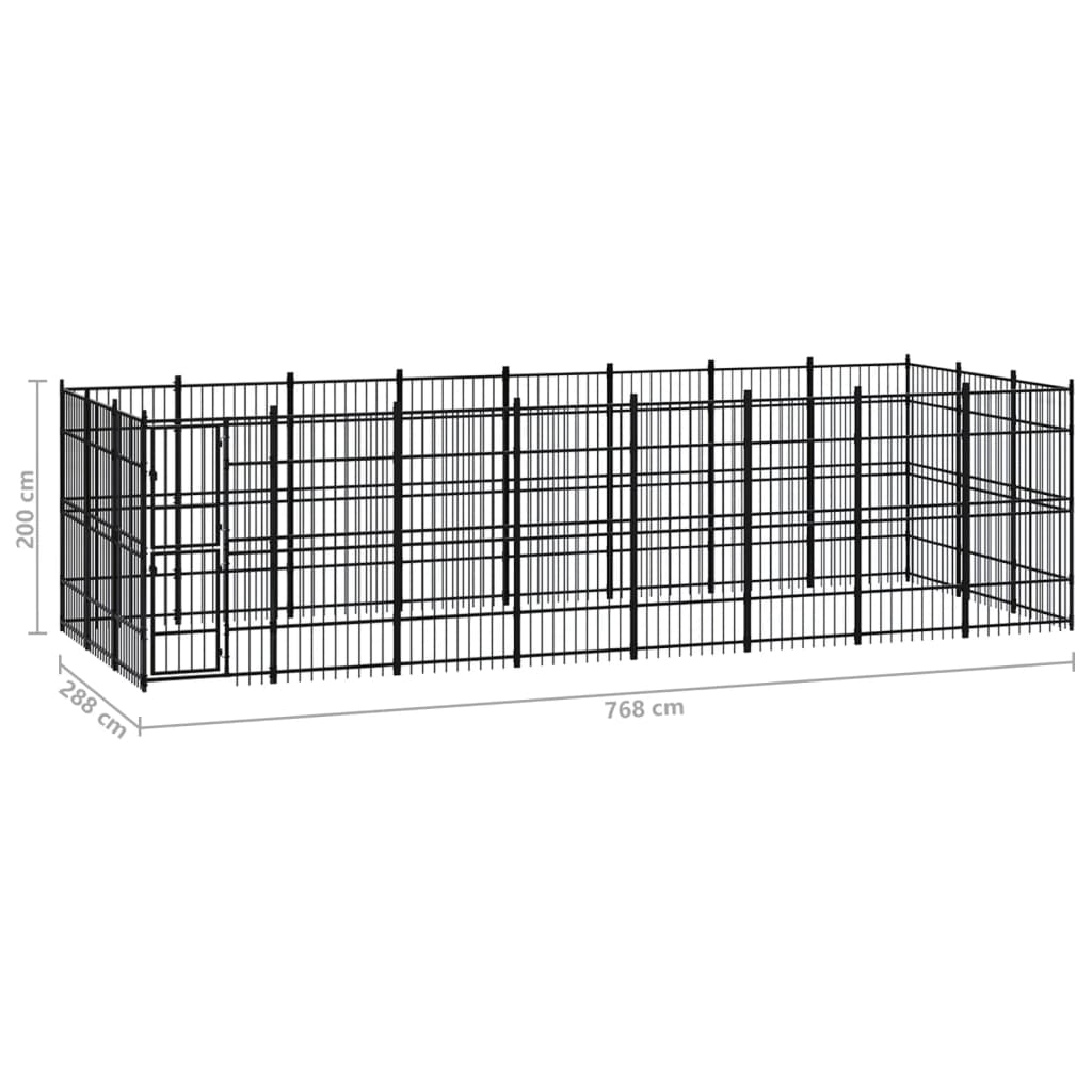 Outdoor Dog Kennel Steel 22.12 m?