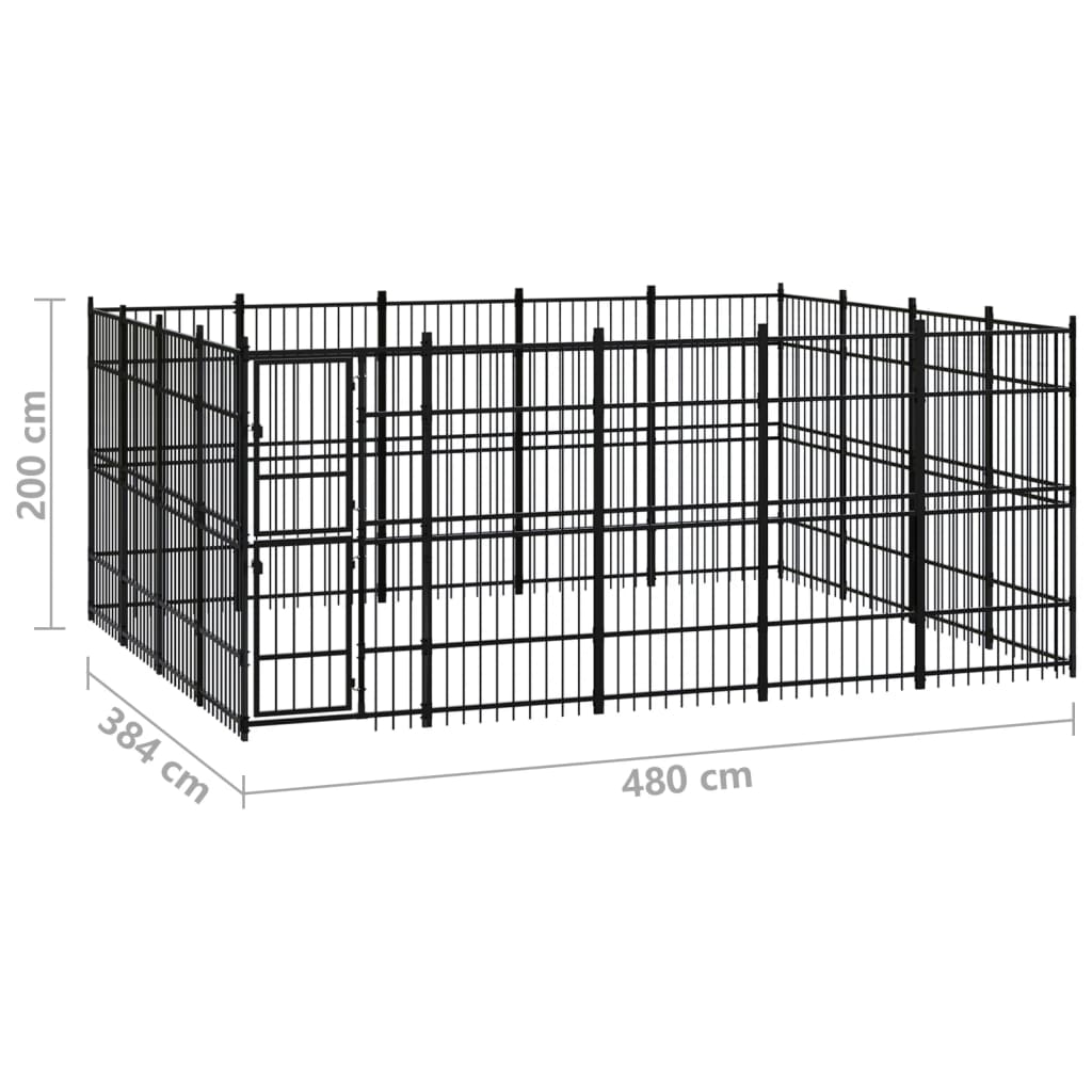 Outdoor Dog Kennel Steel 18.43 m²