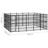 Outdoor Dog Kennel Steel 18.43 m² - Close-Up Angle