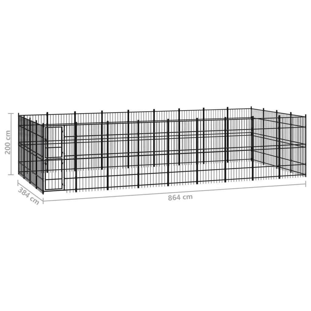 Outdoor Dog Kennel Steel 33.18 m?