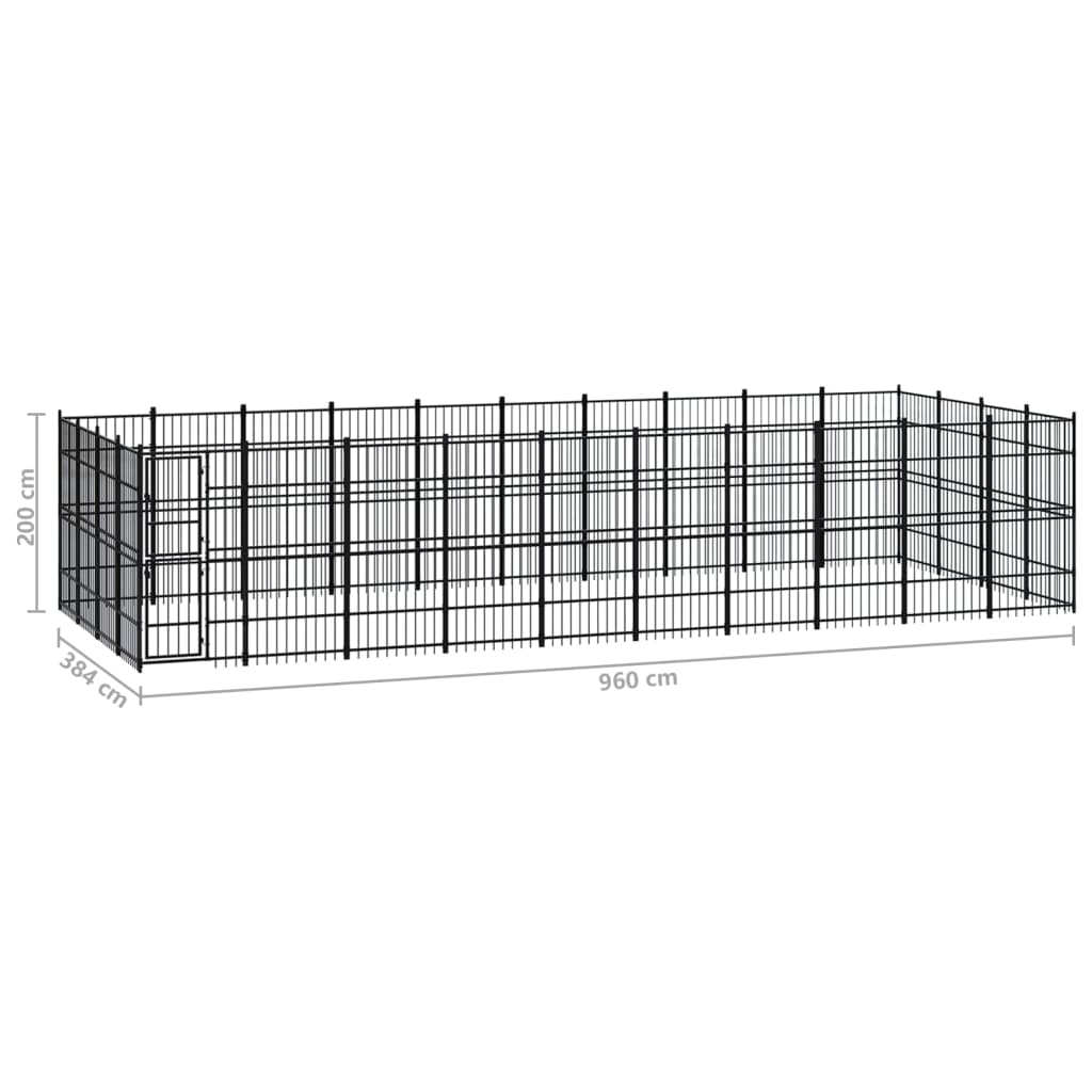 Outdoor Dog Kennel Steel 36.86 m?