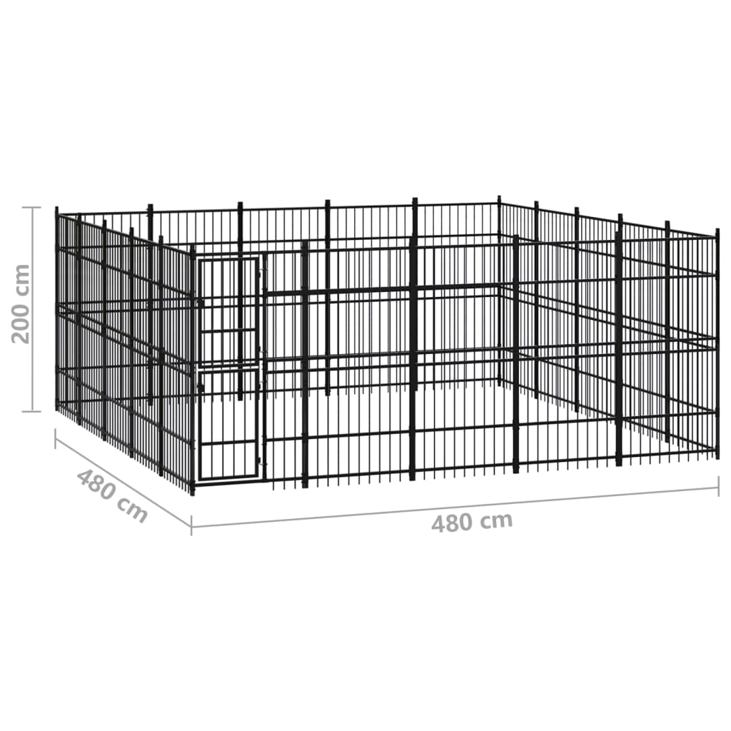 Outdoor Dog Kennel Steel 23.04 m?