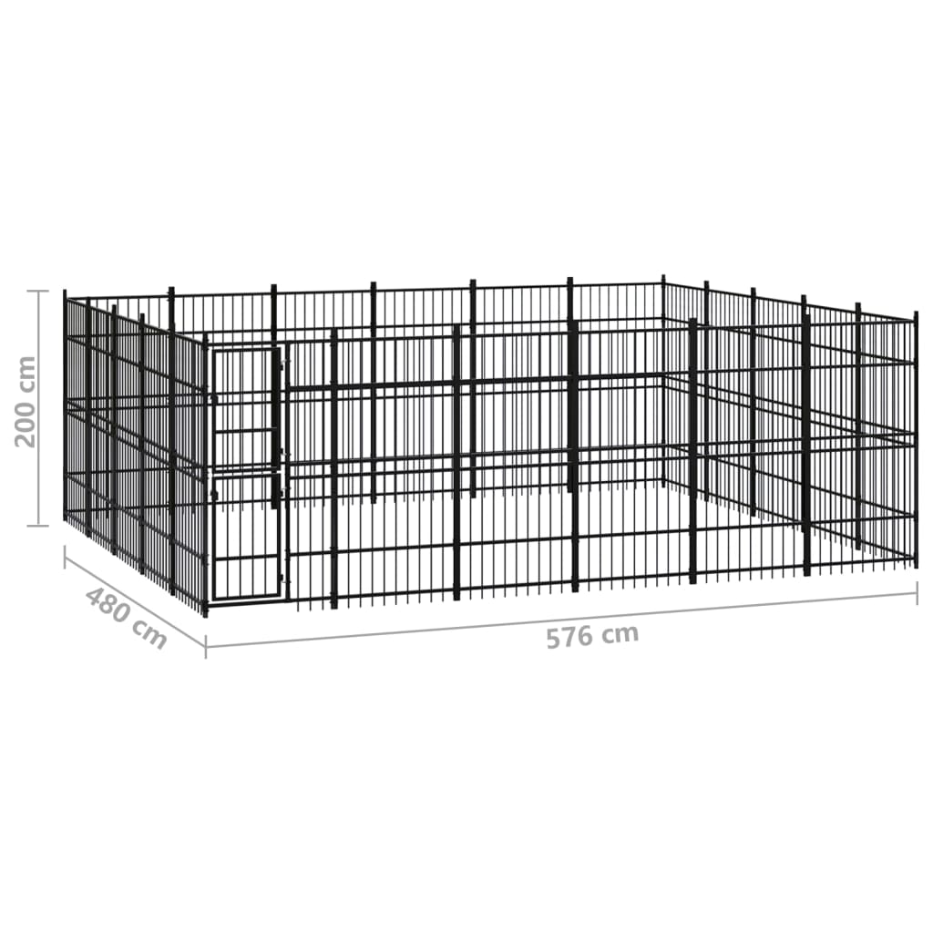 Outdoor Dog Kennel Steel 27.65 m?