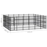 Outdoor Dog Kennel Steel 27.65 m² - Close-Up Angle