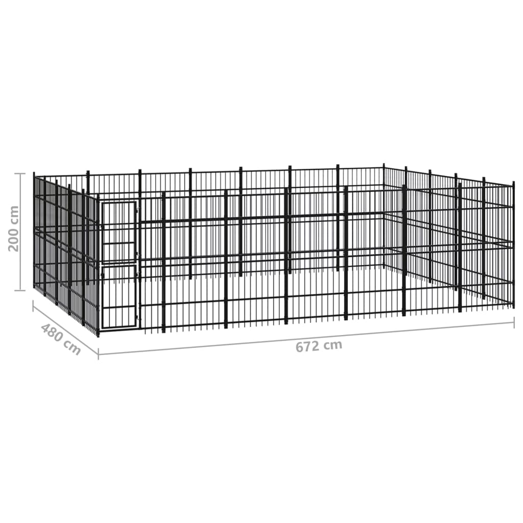 Outdoor Dog Kennel Steel 32.26 m?