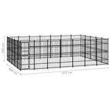 Outdoor Dog Kennel Steel 32.26 m² - Close-Up Angle