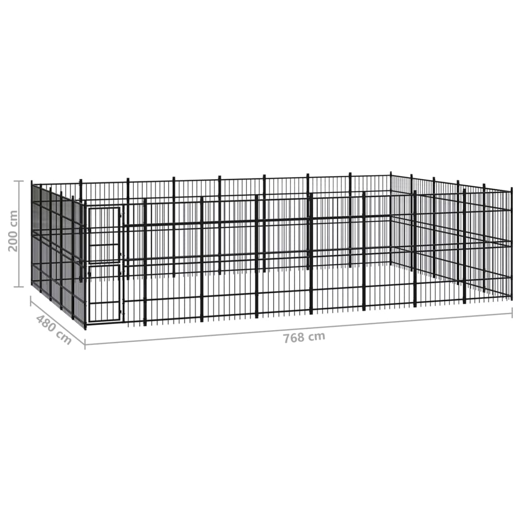 Outdoor Dog Kennel Steel 36.86 m?