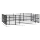 Outdoor Dog Kennel Steel 36.86 m² - Close-Up Angle