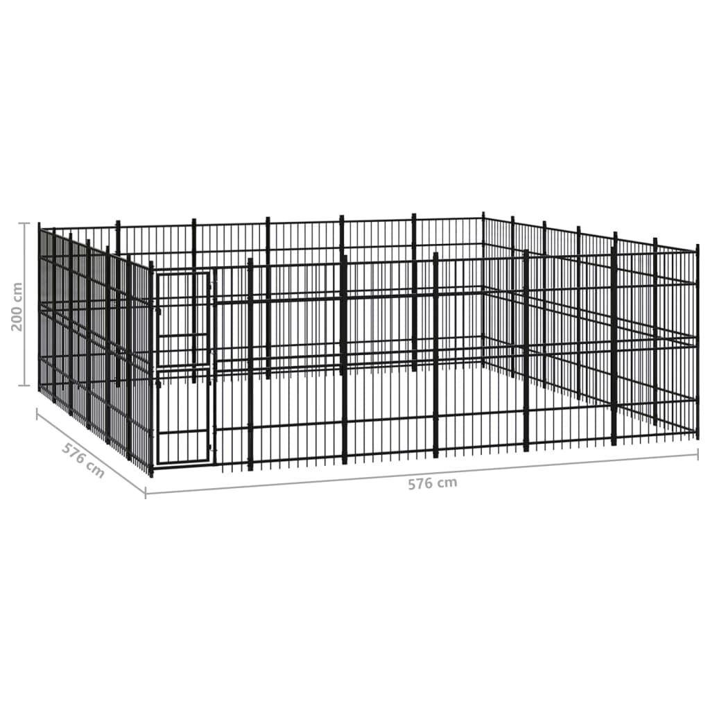 Outdoor Dog Kennel Steel 33.18 m?