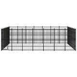 Outdoor Dog Kennel Steel 38.71 m² - Front View