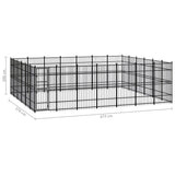 Outdoor Dog Kennel Steel 38.71 m² - Close-Up Angle