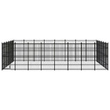 Outdoor Dog Kennel Steel 44.24 m² - Front View