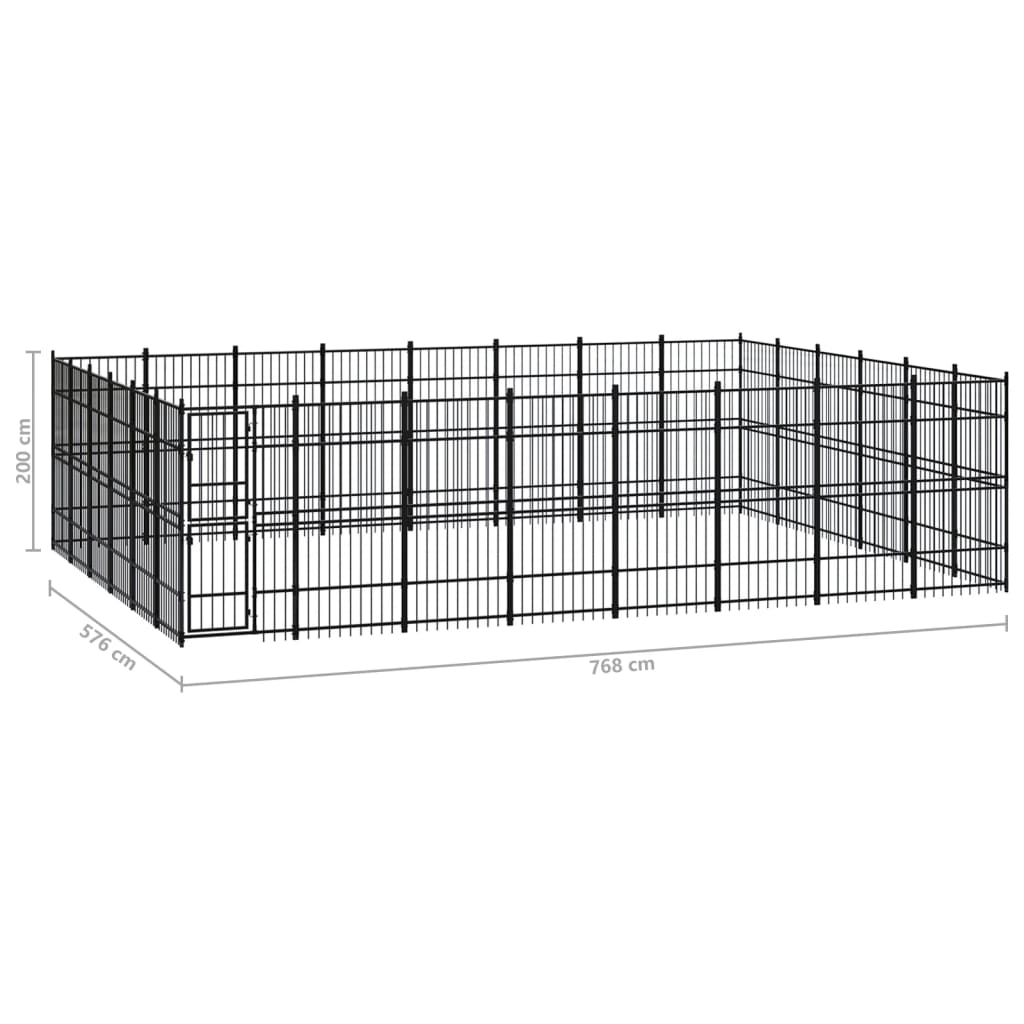 Outdoor Dog Kennel Steel 44.24 m?