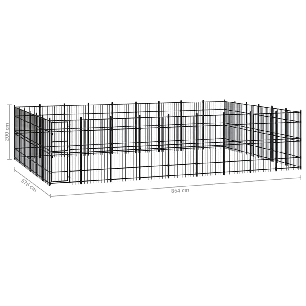 Outdoor Dog Kennel Steel 49.77 m?