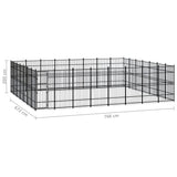 Outdoor Dog Kennel Steel 51.61 m² - Close-Up Angle