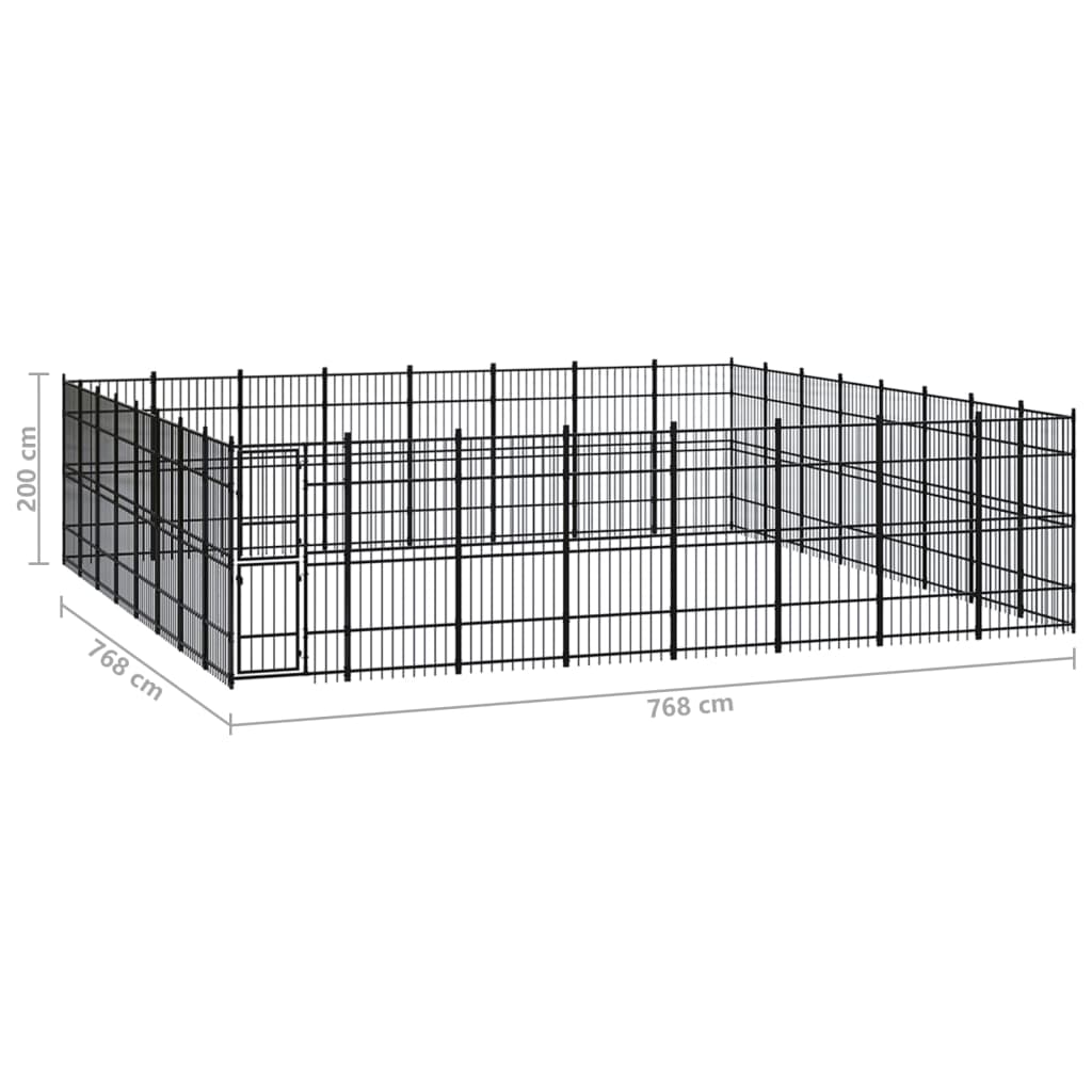 Outdoor Dog Kennel Steel 58.98 m?