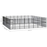 Outdoor Dog Kennel Steel 58.98 m² - Close-Up Angle