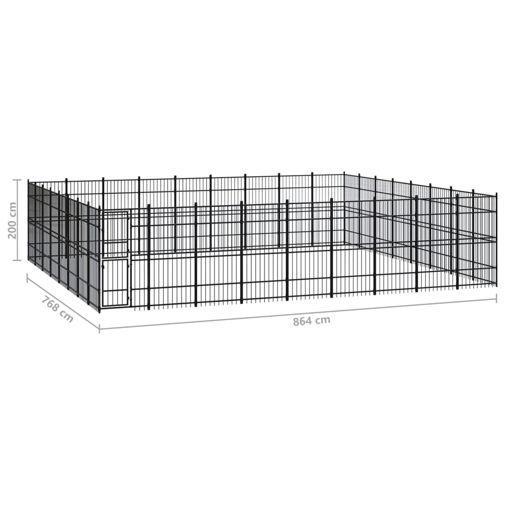 Outdoor Dog Kennel Steel 66.36 m?