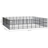 Outdoor Dog Kennel Steel 66.36 m² - Close-Up Angle