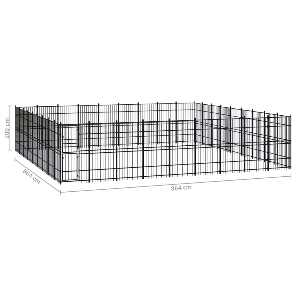 Outdoor Dog Kennel Steel 74.65 m?