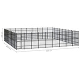 Outdoor Dog Kennel Steel 74.65 m² - Close-Up Angle