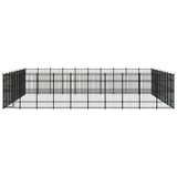 Outdoor Dog Kennel Steel 82.94 m² - Front View