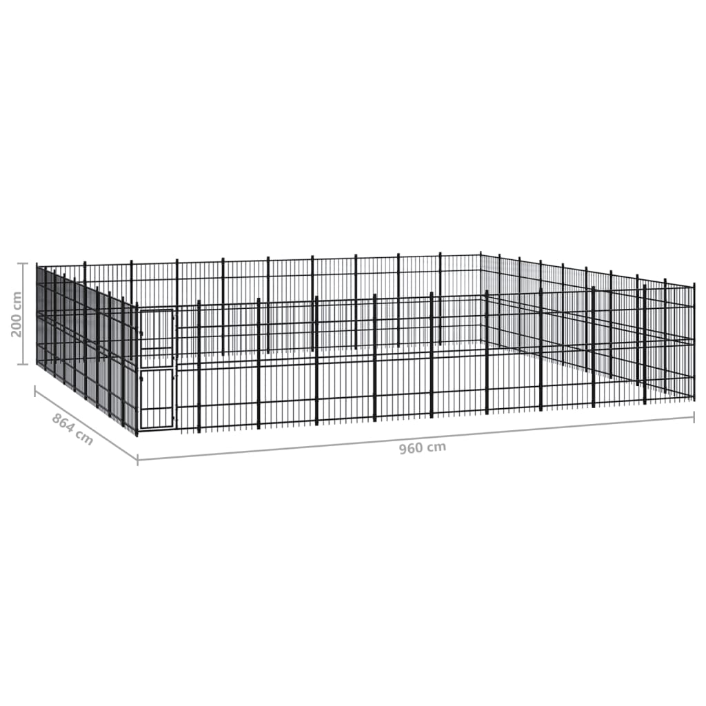 Outdoor Dog Kennel Steel 82.94 m?