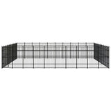 Outdoor Dog Kennel Steel 92.16 m² - Front View