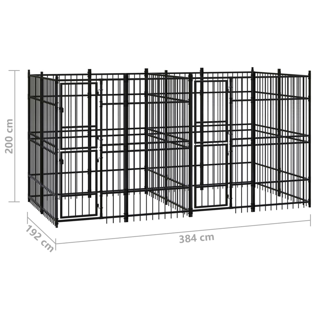 Outdoor Dog Kennel Steel 7.37 m?