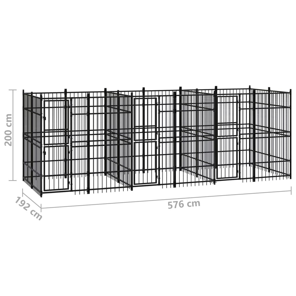 Outdoor Dog Kennel Steel 11.06 m?