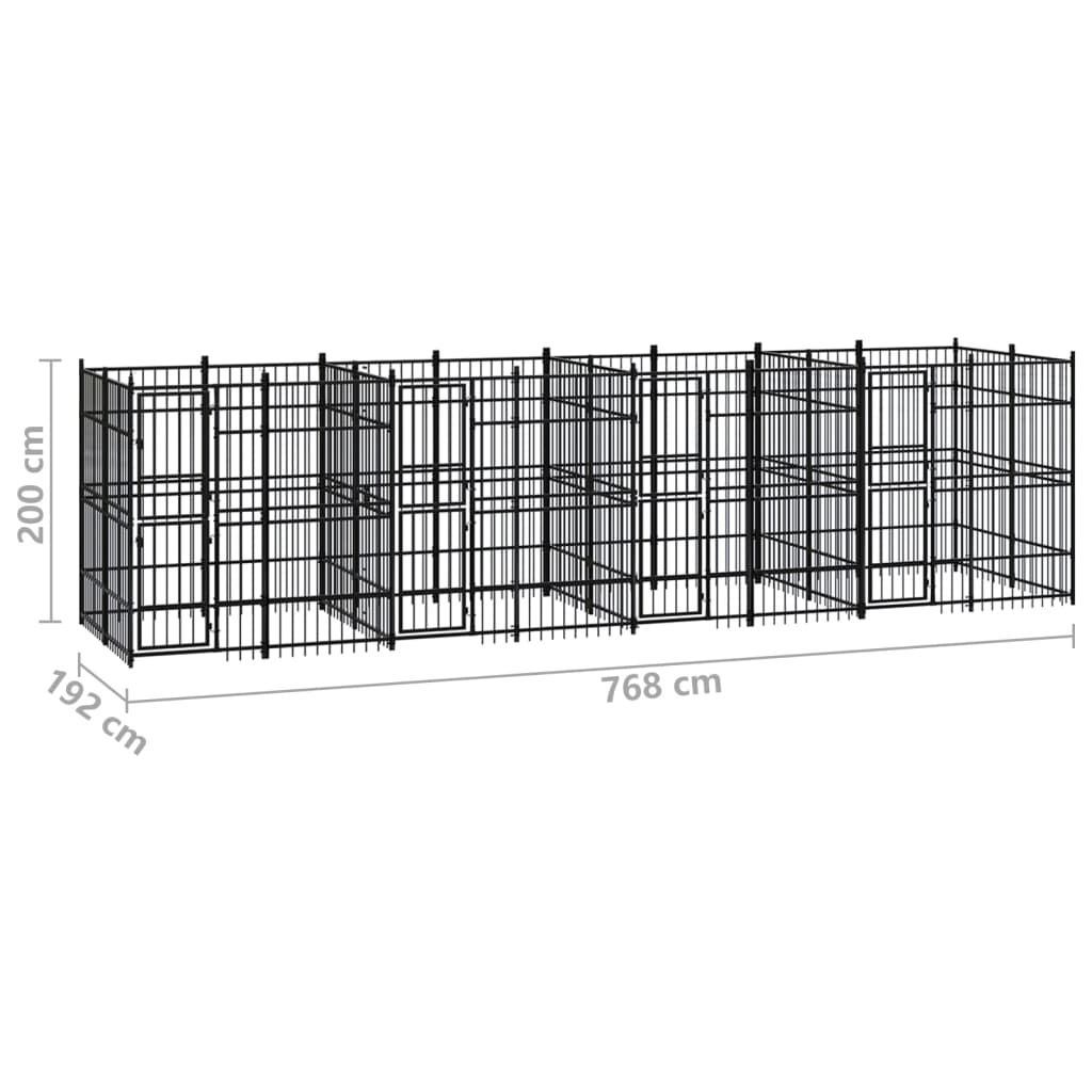 Outdoor Dog Kennel Steel 14.75 m?