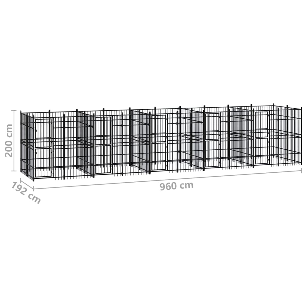 Outdoor Dog Kennel Steel 18.43 m?