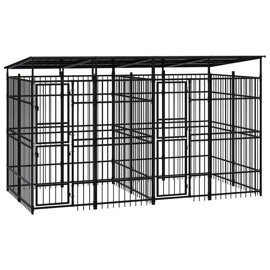 Outdoor Dog Kennel with Roof Steel 7,37 m²
