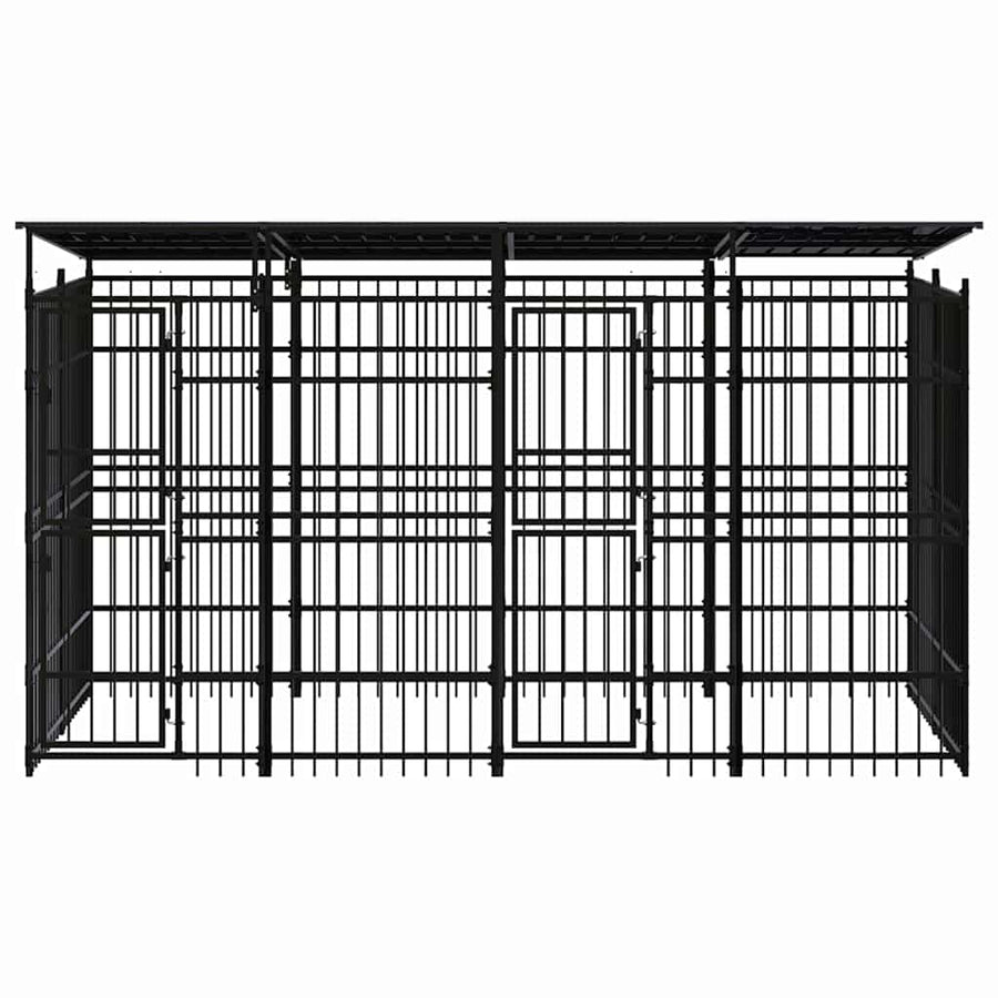 Outdoor Dog Kennel with Roof Steel 7,37 m²