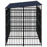Outdoor Dog Kennel with Roof Steel 7.37 m² - Side View