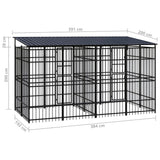 Outdoor Dog Kennel with Roof Steel 7.37 m² - Low Angle