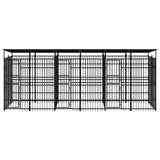 Outdoor Dog Kennel with Roof Steel 11.06 m² - Front View
