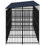 Outdoor Dog Kennel with Roof Steel 11.06 m² - Side View