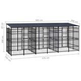 Outdoor Dog Kennel with Roof Steel 11.06 m² - Low Angle