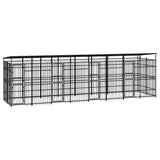 Outdoor Dog Kennel with Roof Steel 14.75 m²
