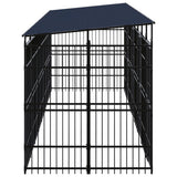 Outdoor Dog Kennel with Roof Steel 14.75 m² - Side View